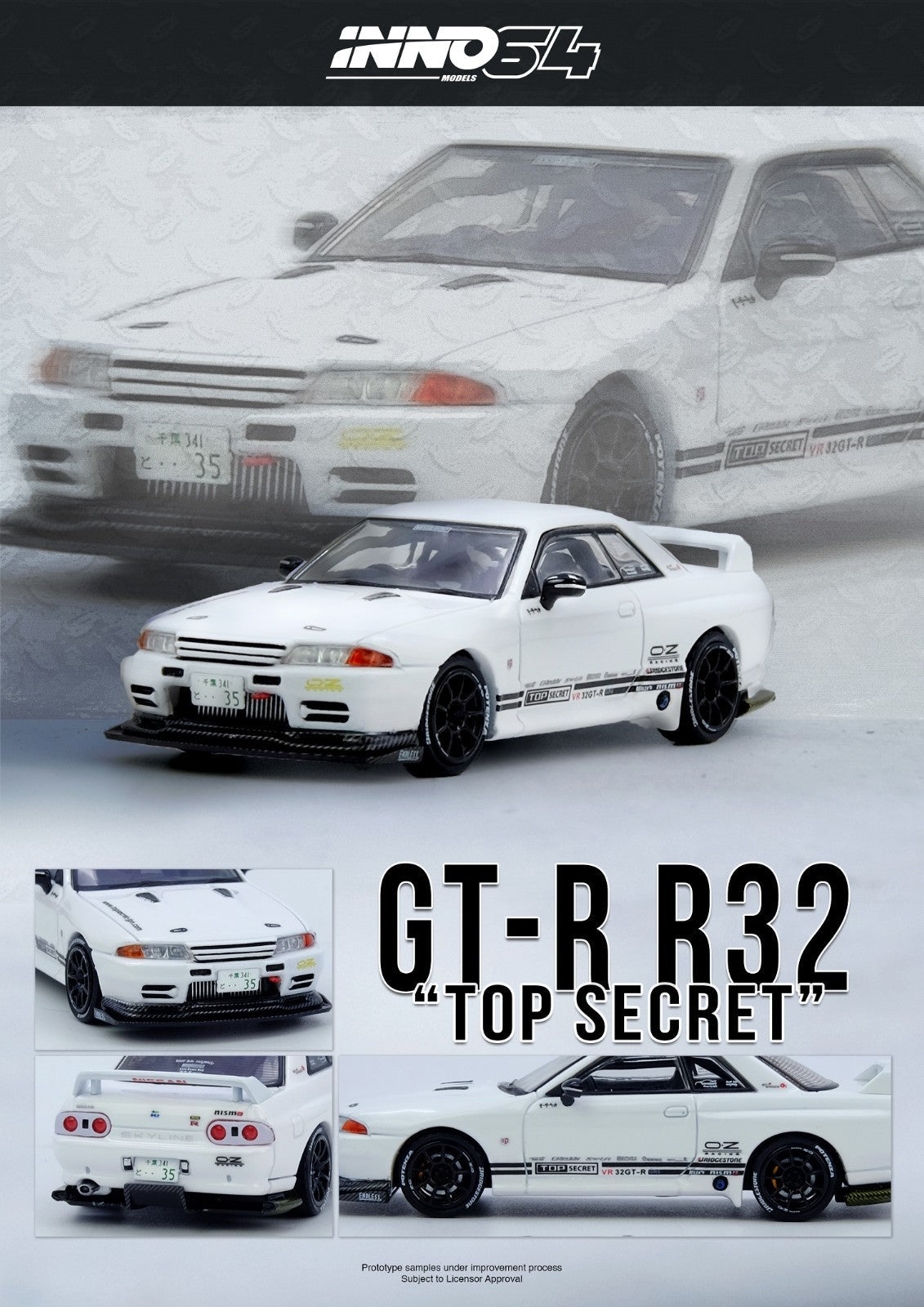INNO64 Top Secret VR32 GT-R White 1:64 diecast