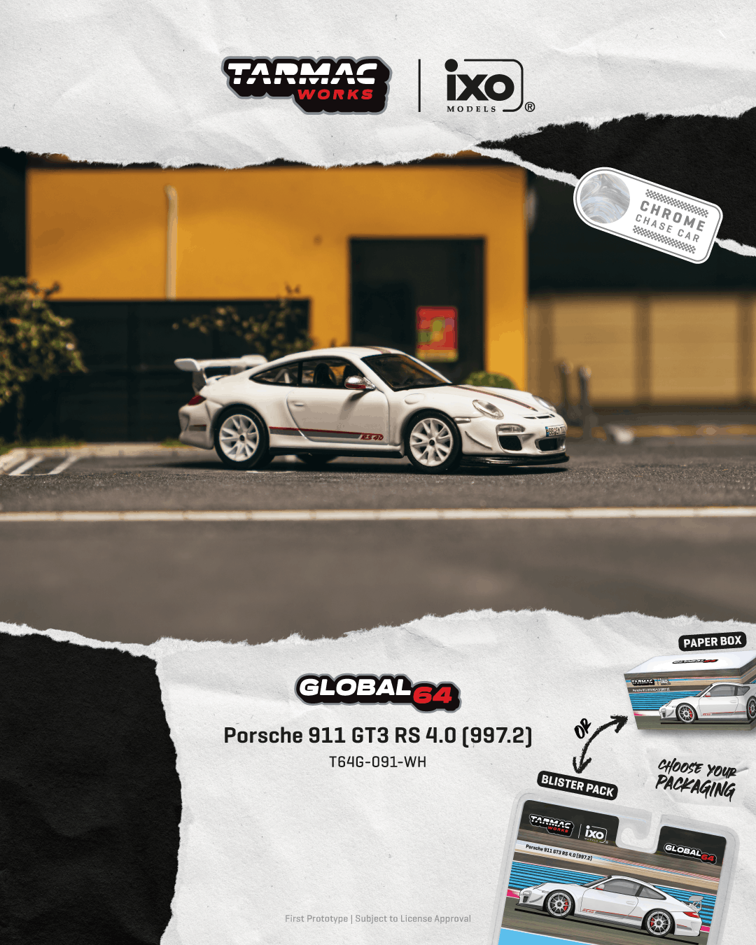 Tarmac Works Global64 — Porsche 911 GT3 RS 4.0 (997.2) White