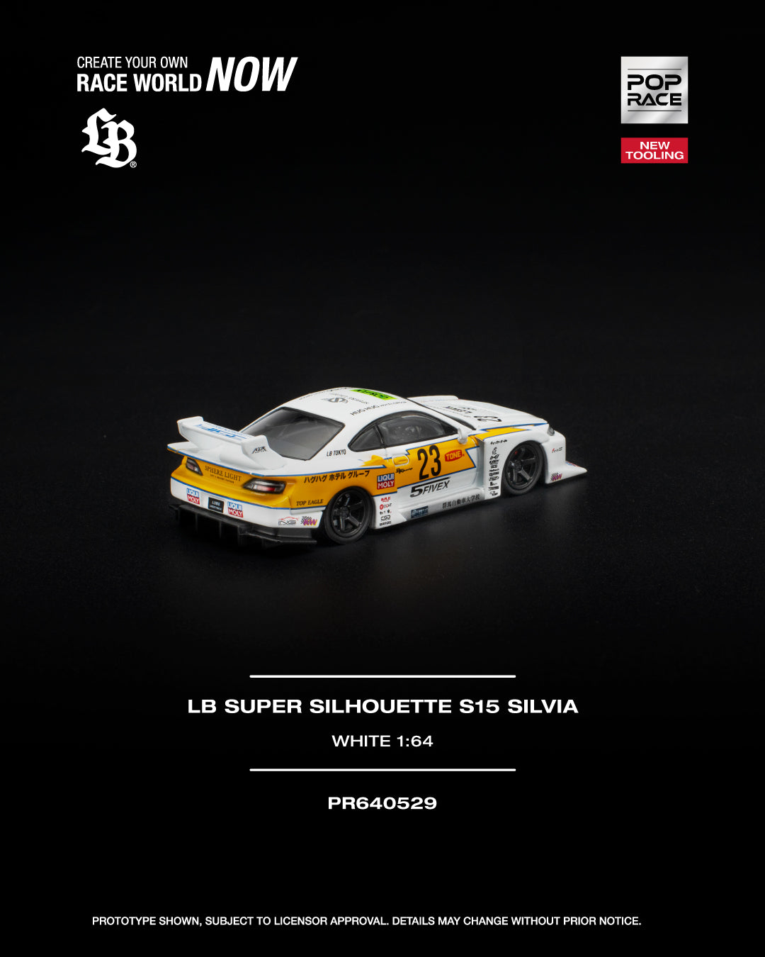 LB Super Silhouette S15 Silvia White - Rear 3/4