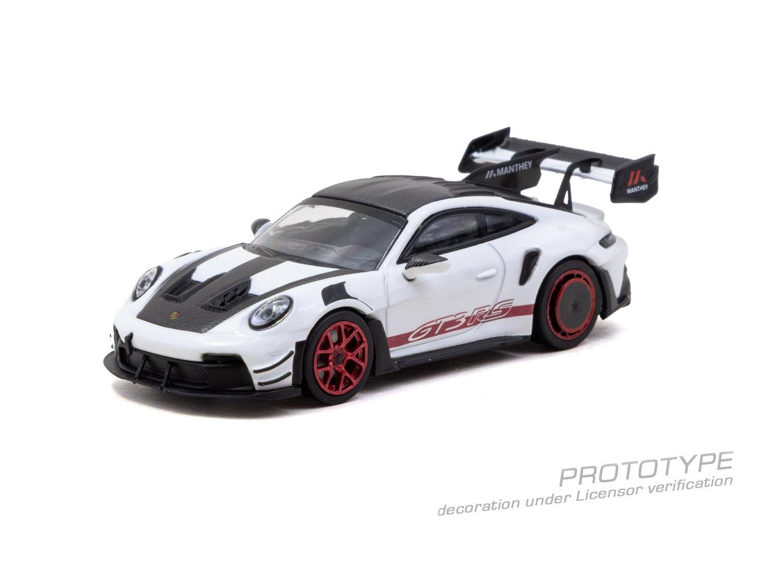 Tarmac Works Minichamps64 — Porsche 992.1 GT3 RS Manthey Racing (White/Red)